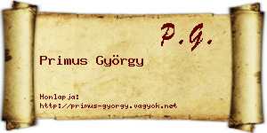 Primus György névjegykártya